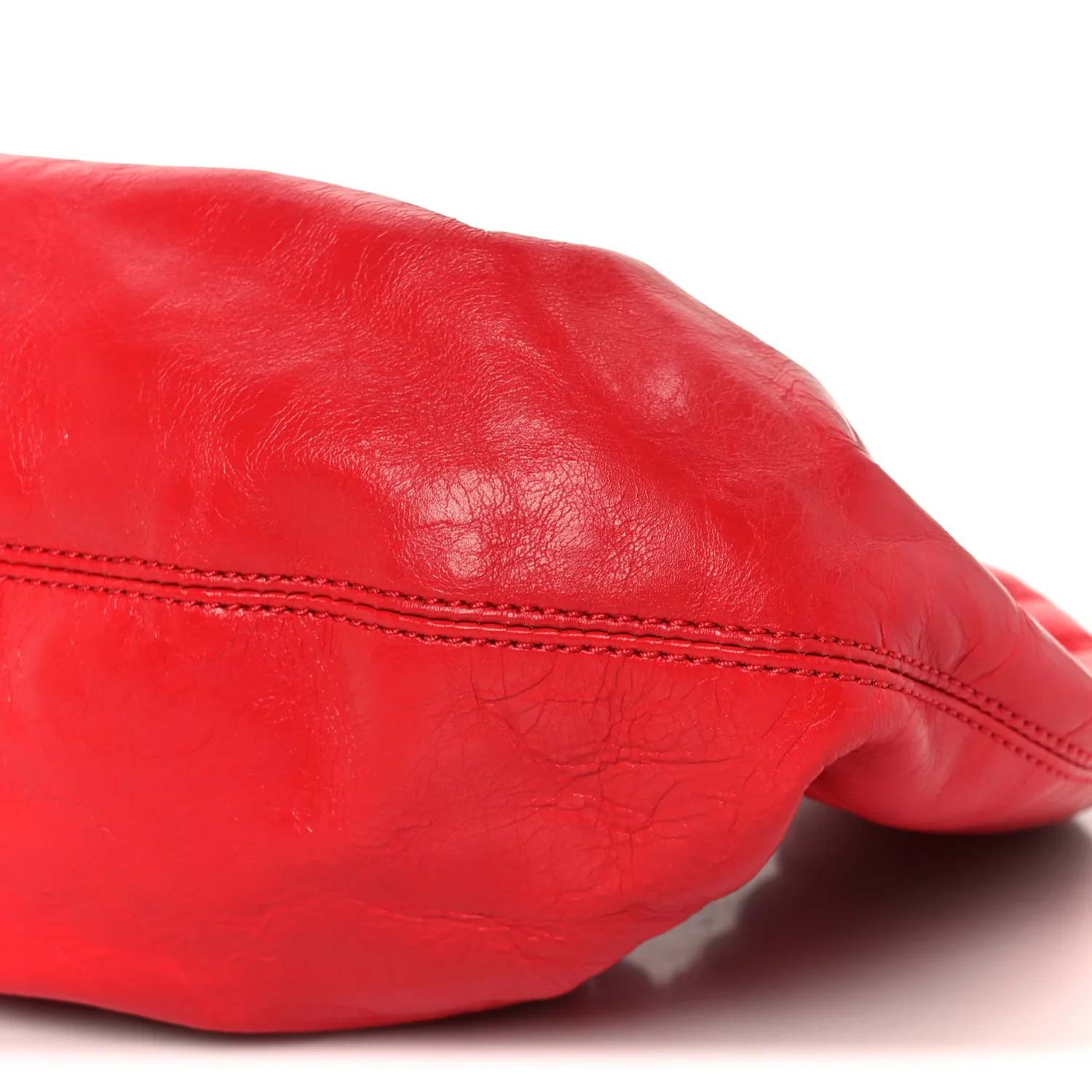Crackle Patent Calfskin Small Handle Crescent Bag Flame Red - Top Club