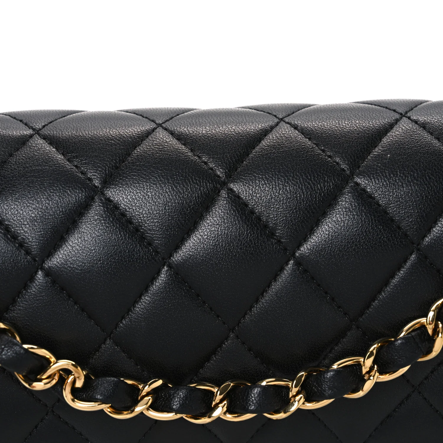 Lambskin Quilted Small Double Flap Black - Top Club
