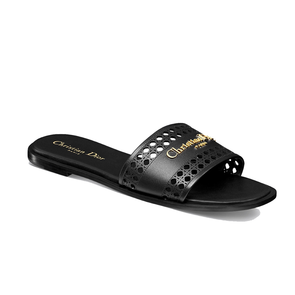 DIOR Lane black hollow rattan pattern slide sandals （Replica） - Sneaker Replica Workshop