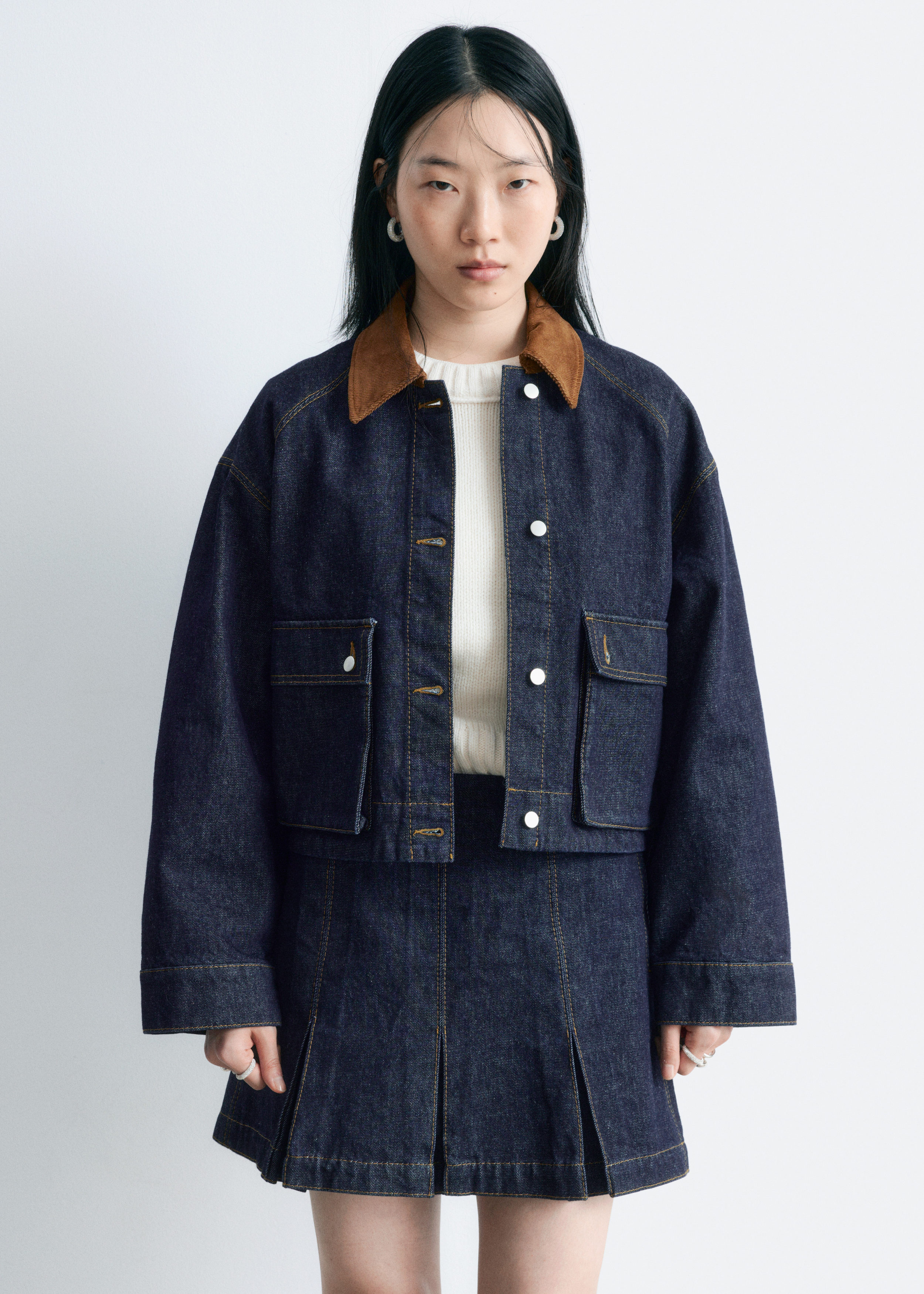& Other Stories SHORT CORD-COLLAR DENIM JACKET