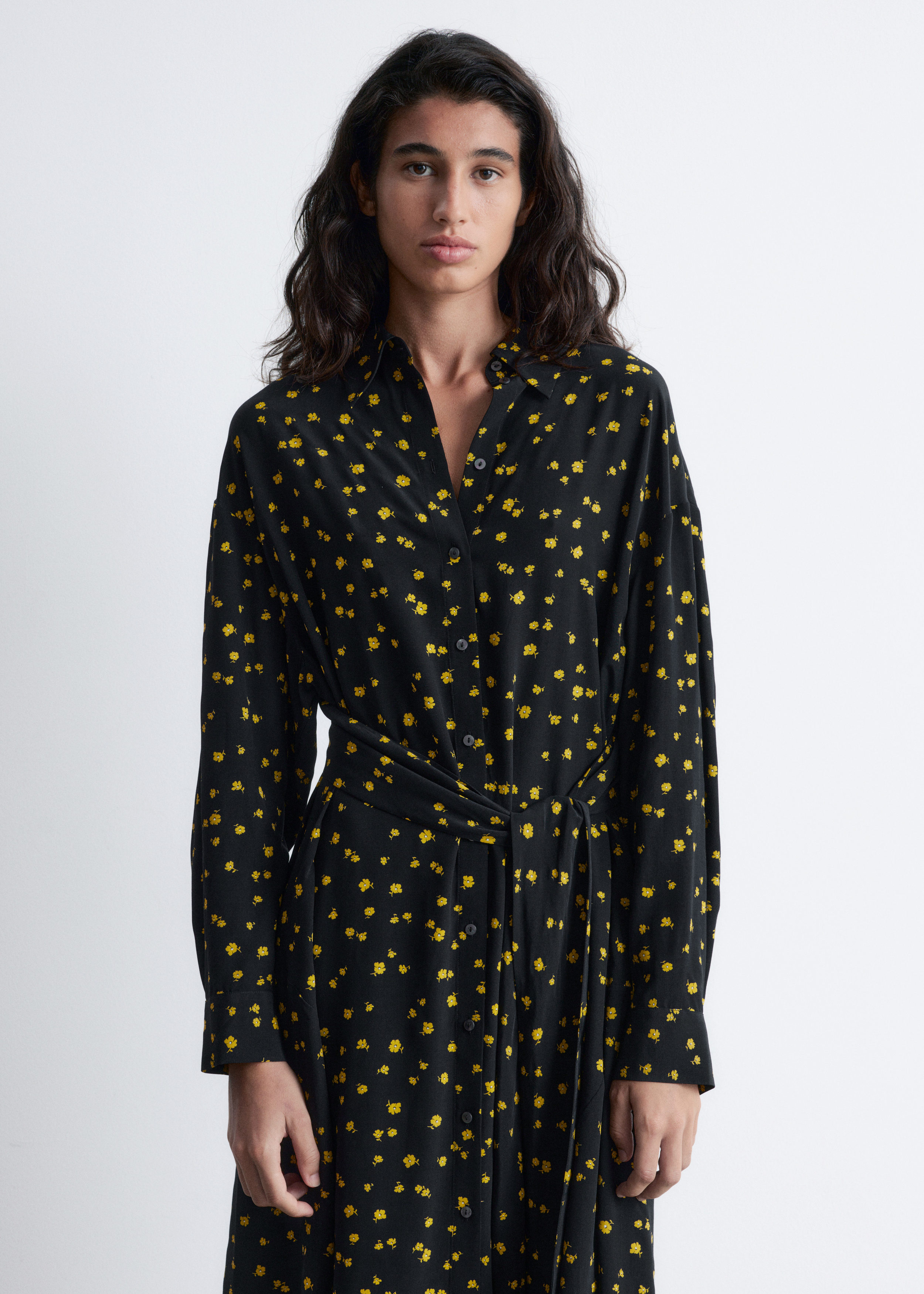 & Other Stories TIE-DETAIL MIDI SHIRT DRESS