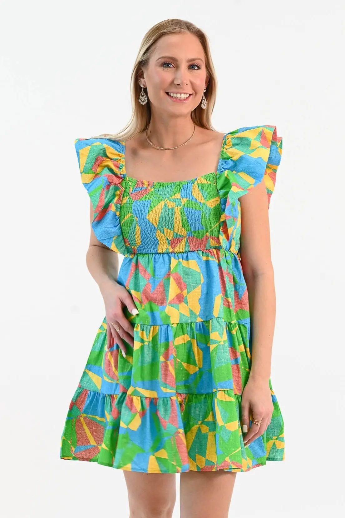 Radiant As Always Flutter Sleeve Dress - ALJEGJ