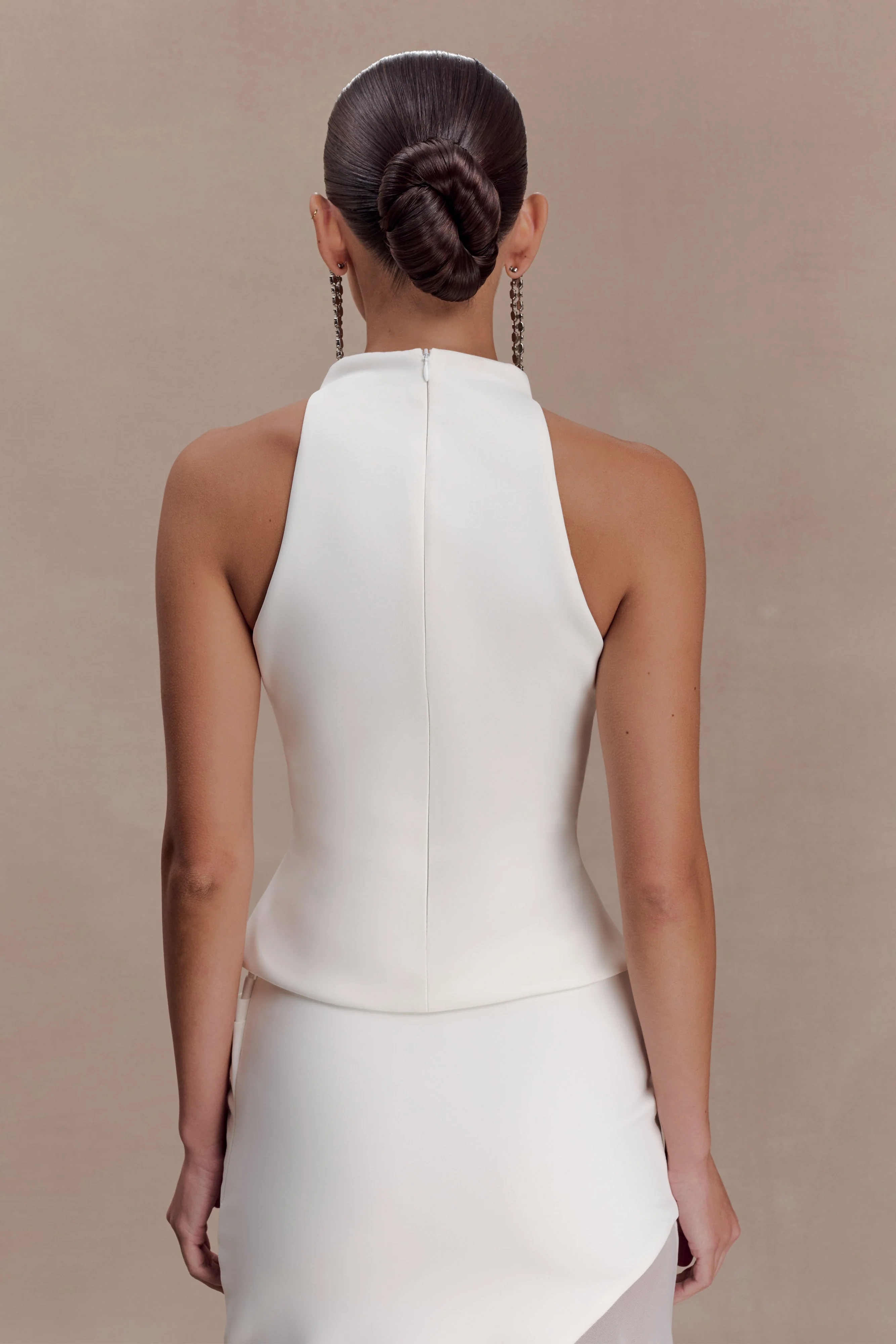 Portia Scuba Sleeveless Top - White