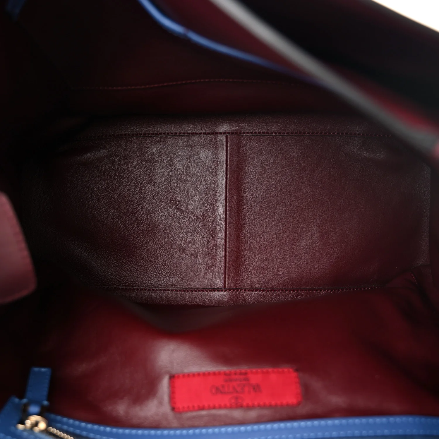 Calfskin Colorblock Mime Single Handle Bag Ruby Marine - Top Club