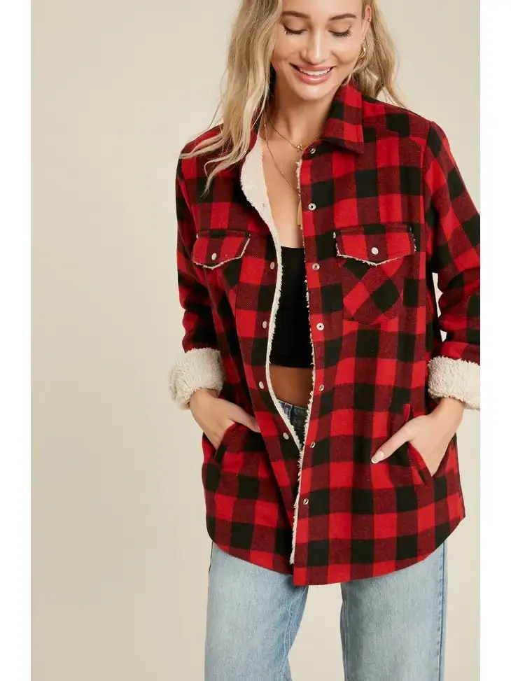 Cozy Cabin Buffalo Plaid Shacket - ALJEGJ