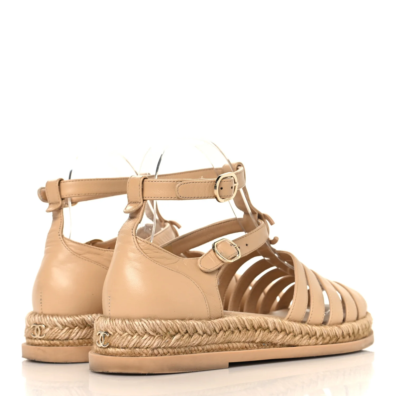 Lambskin Espadrille Sandals 37 Beige - Top Club