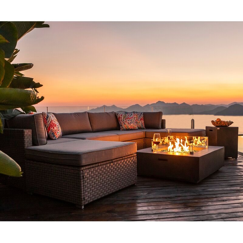 Cajuste Wicker/Rattan 6-person seating group with cushions