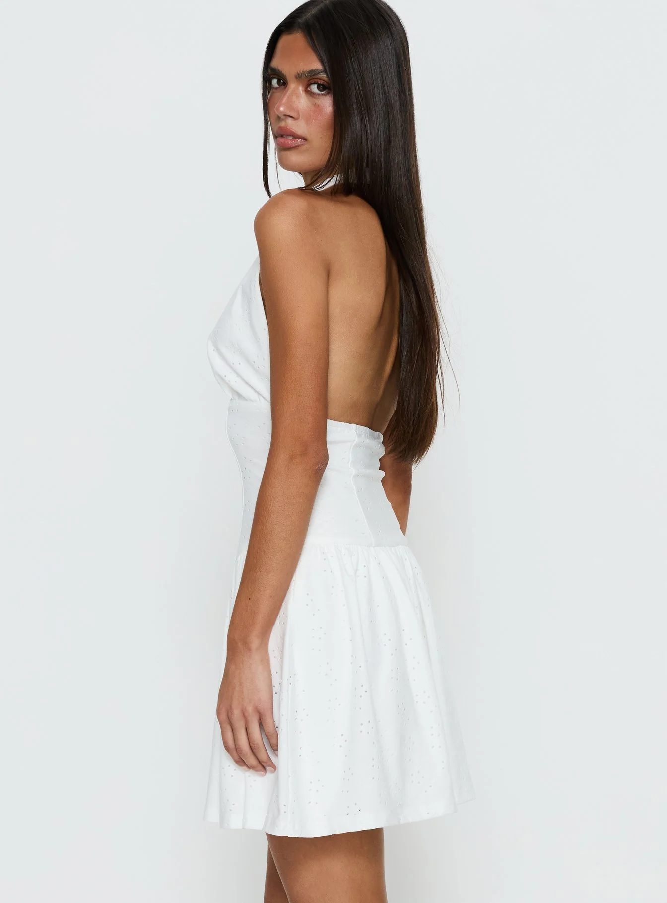 Imojen Halter Mini Dress White
