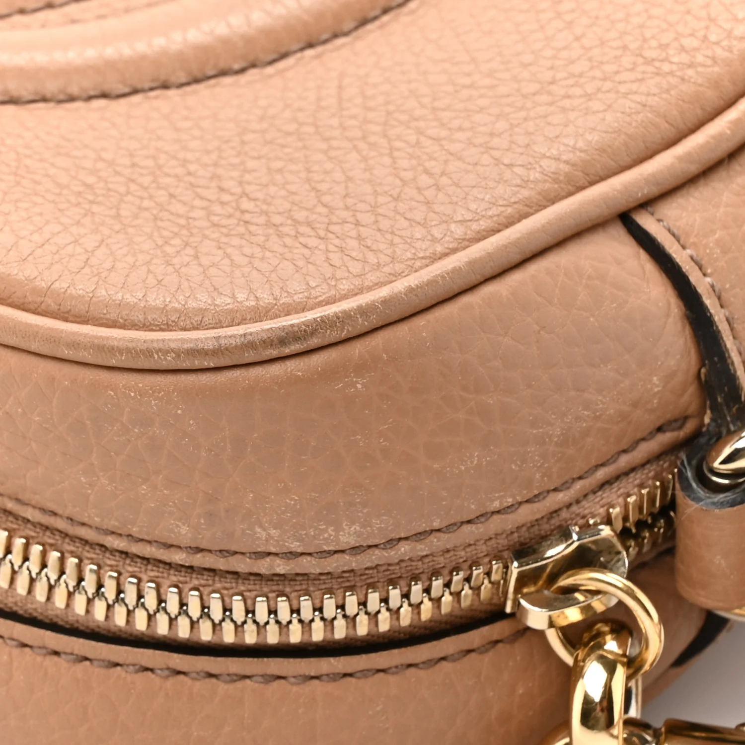 Pebbled Calfskin Small Soho Disco Bag Rose Beige - Top Club