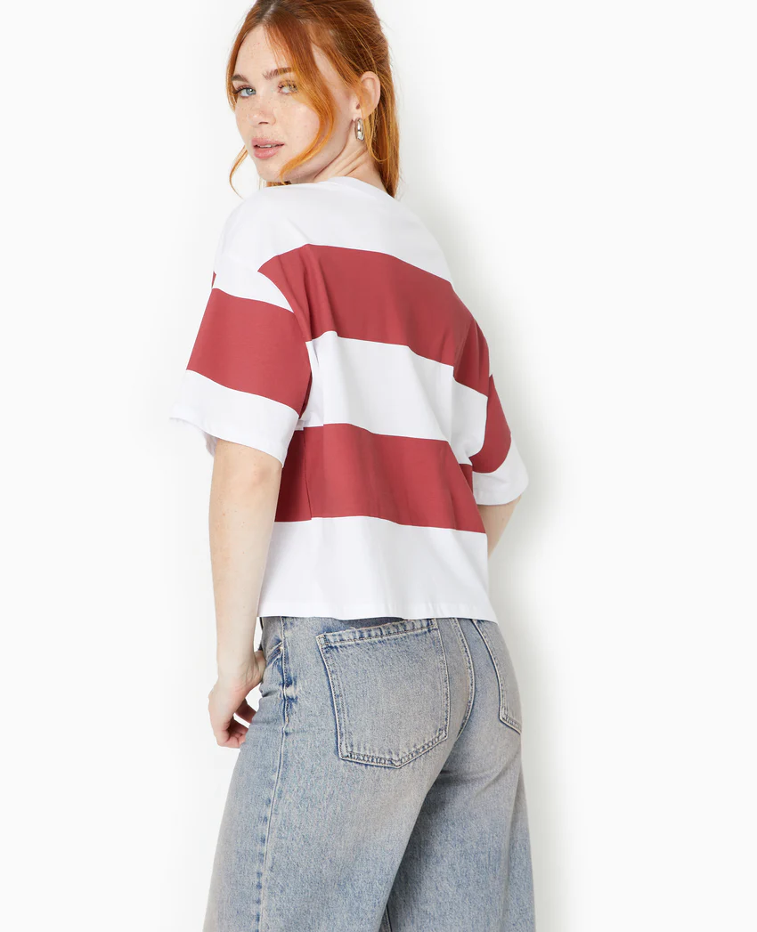Pimkie T-shirt ample et court larges rayures