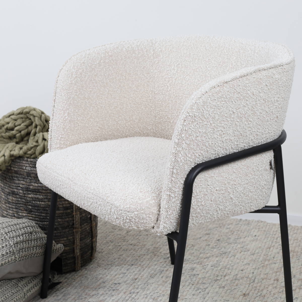 Josefien eetkamerstoel bouclé beige