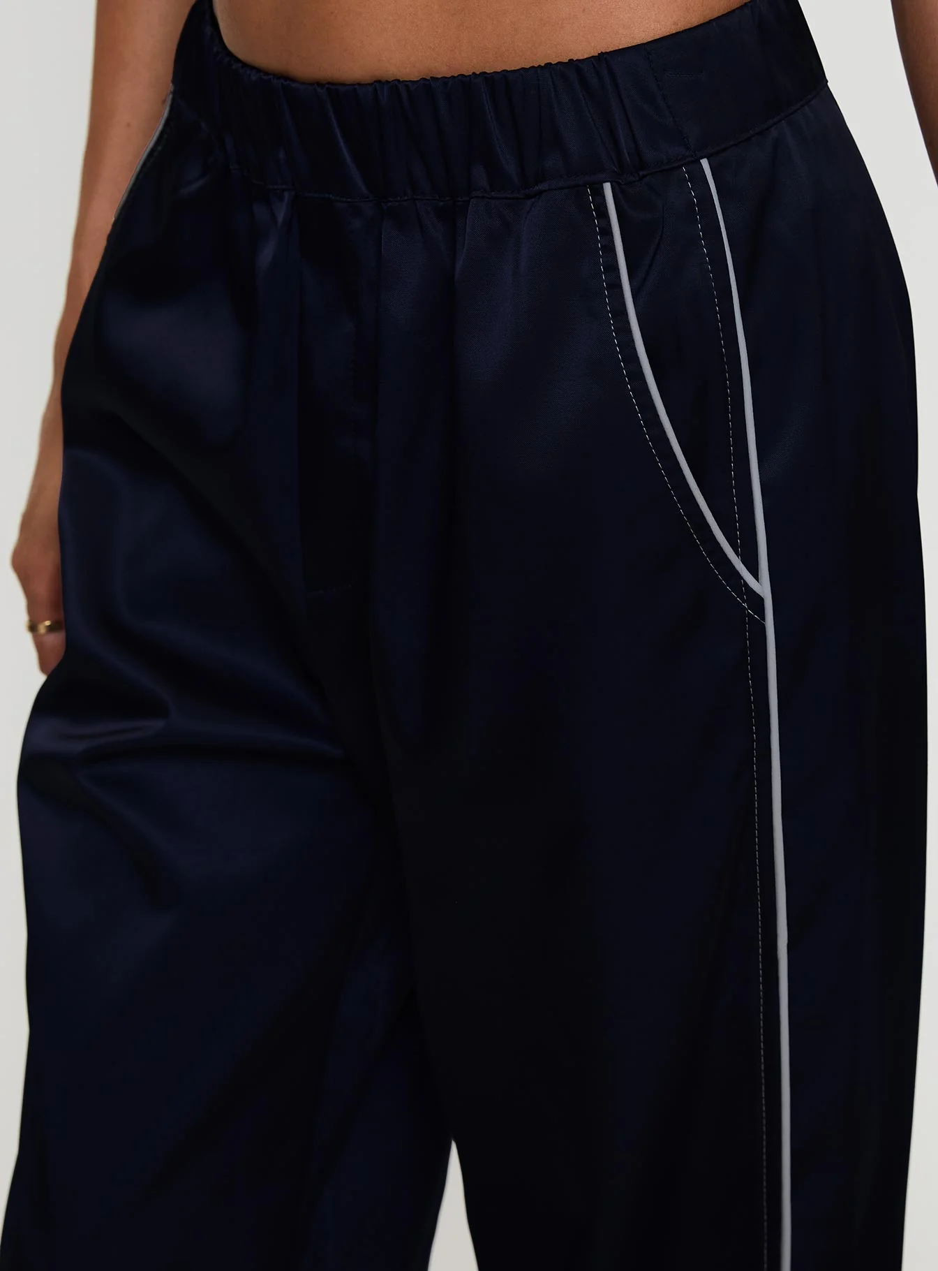 Travalta Satin Track Pant Navy