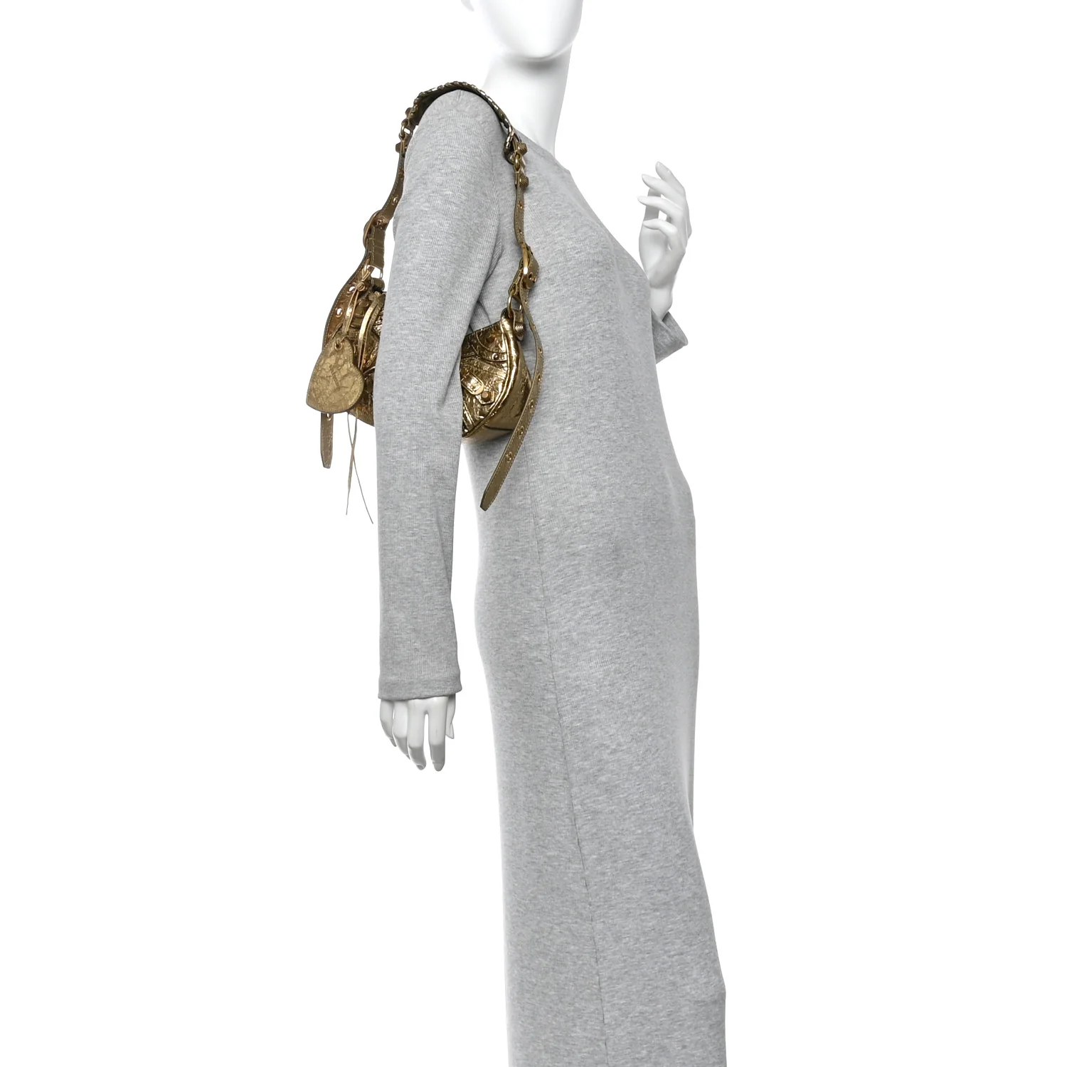 Metallic Agneau Arena Le Cagole Shoulder Bag XS Gold