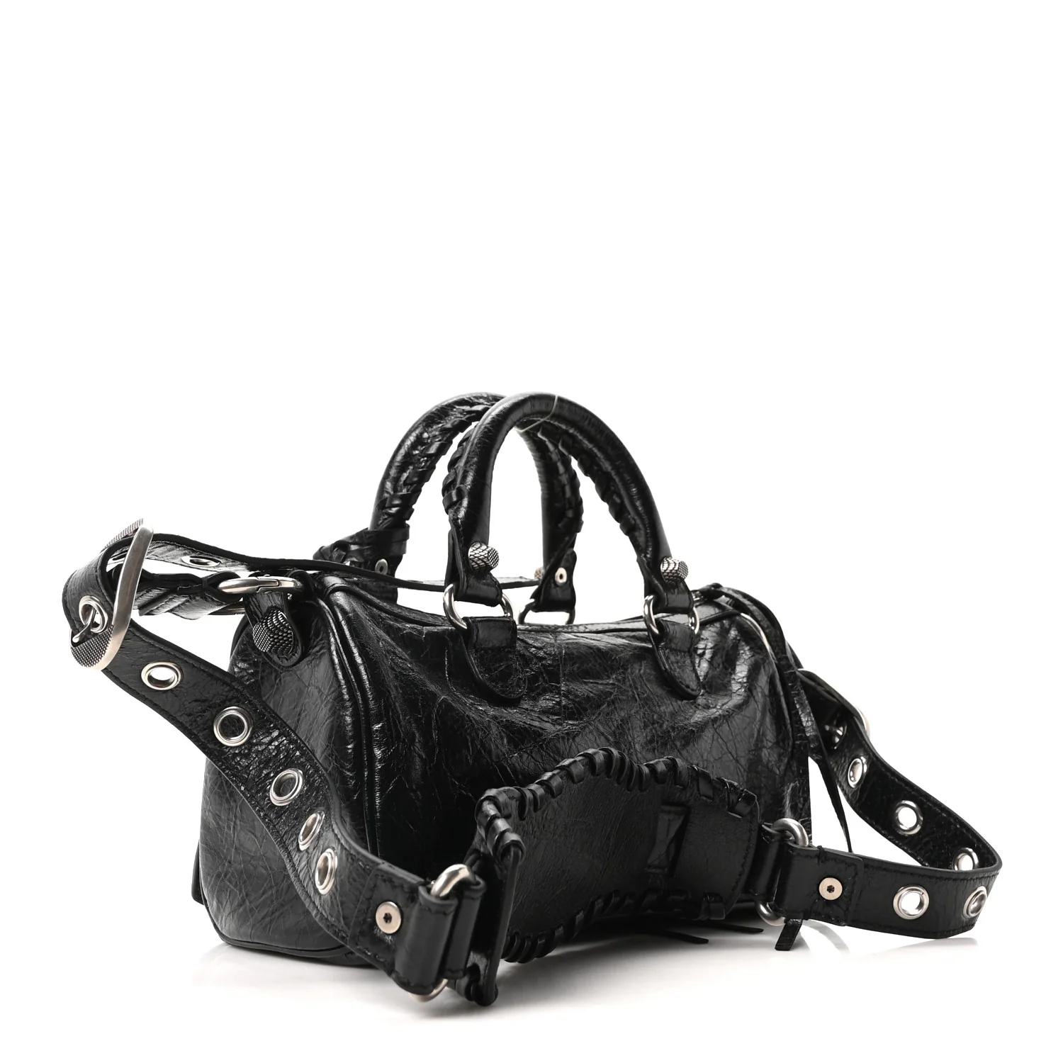 Agneau Arena Mini Le Cagole Duffle Crossbody Bag Black - Top Club