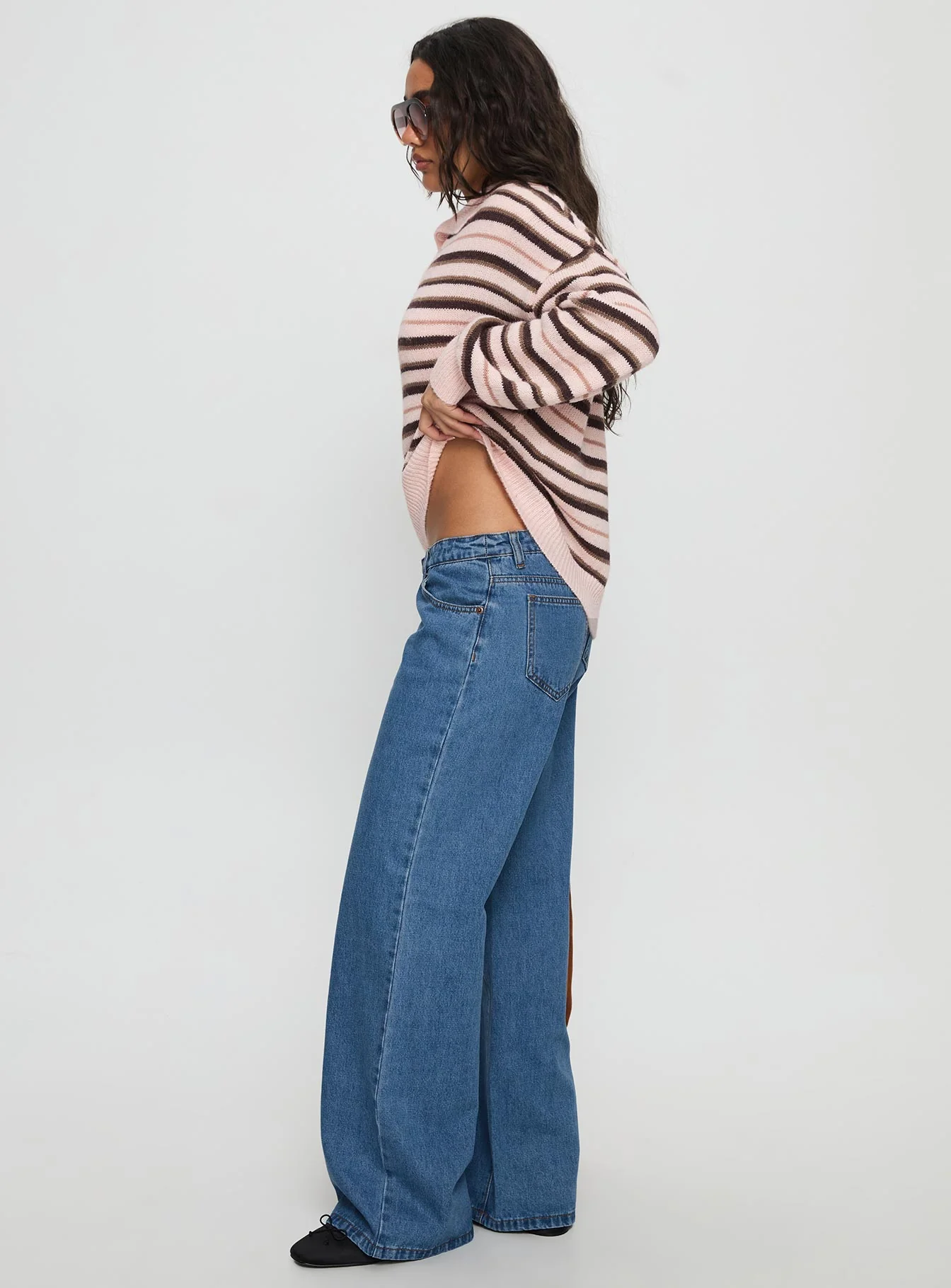 Highlands Low Rise Wide Leg Jeans Mid Blue Wash