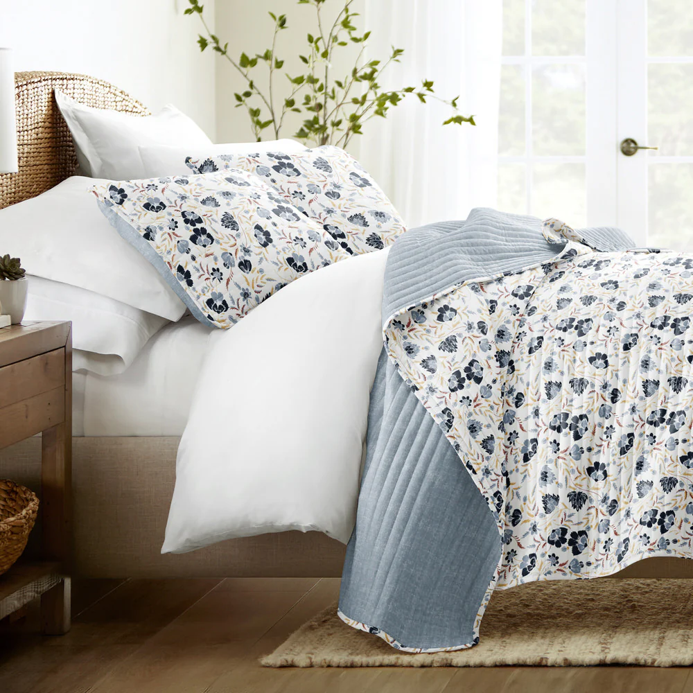 French Jacobean Reversible Quilted Coverlet Set - Sale