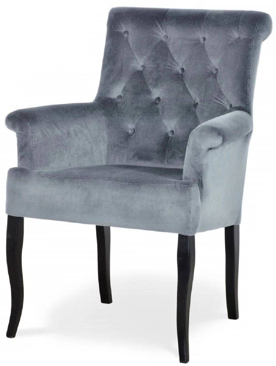 Chesterfield Neo Baroque Dining Room Chair Set of 6 Gray / Black - Kitchen Chairs with Armrests - Dining Room Furniture - Chesterfield Furniture - Neo Baroque Furniture