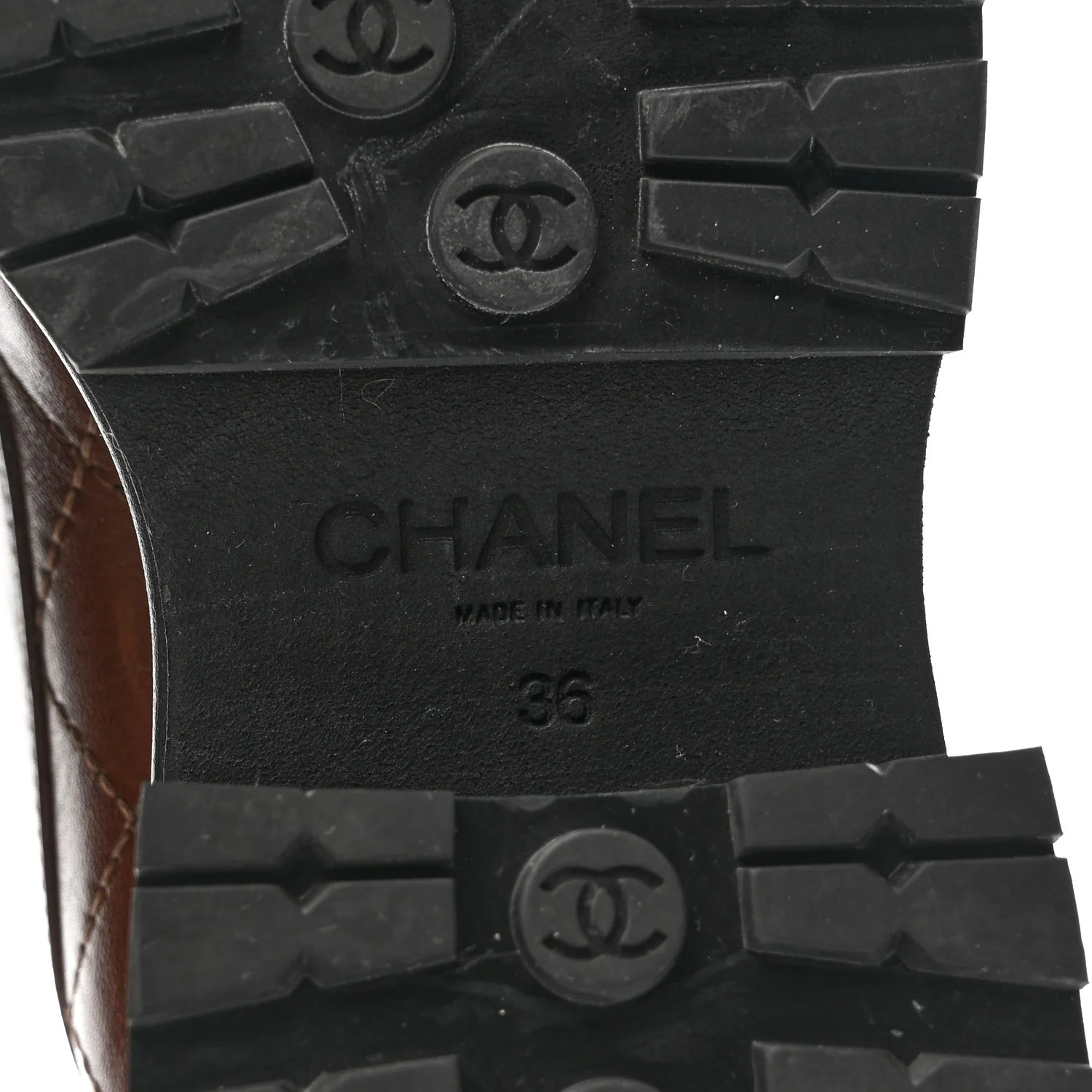 Calfskin Quilted CC Mocassin Loafers 36 Brown - Top Club