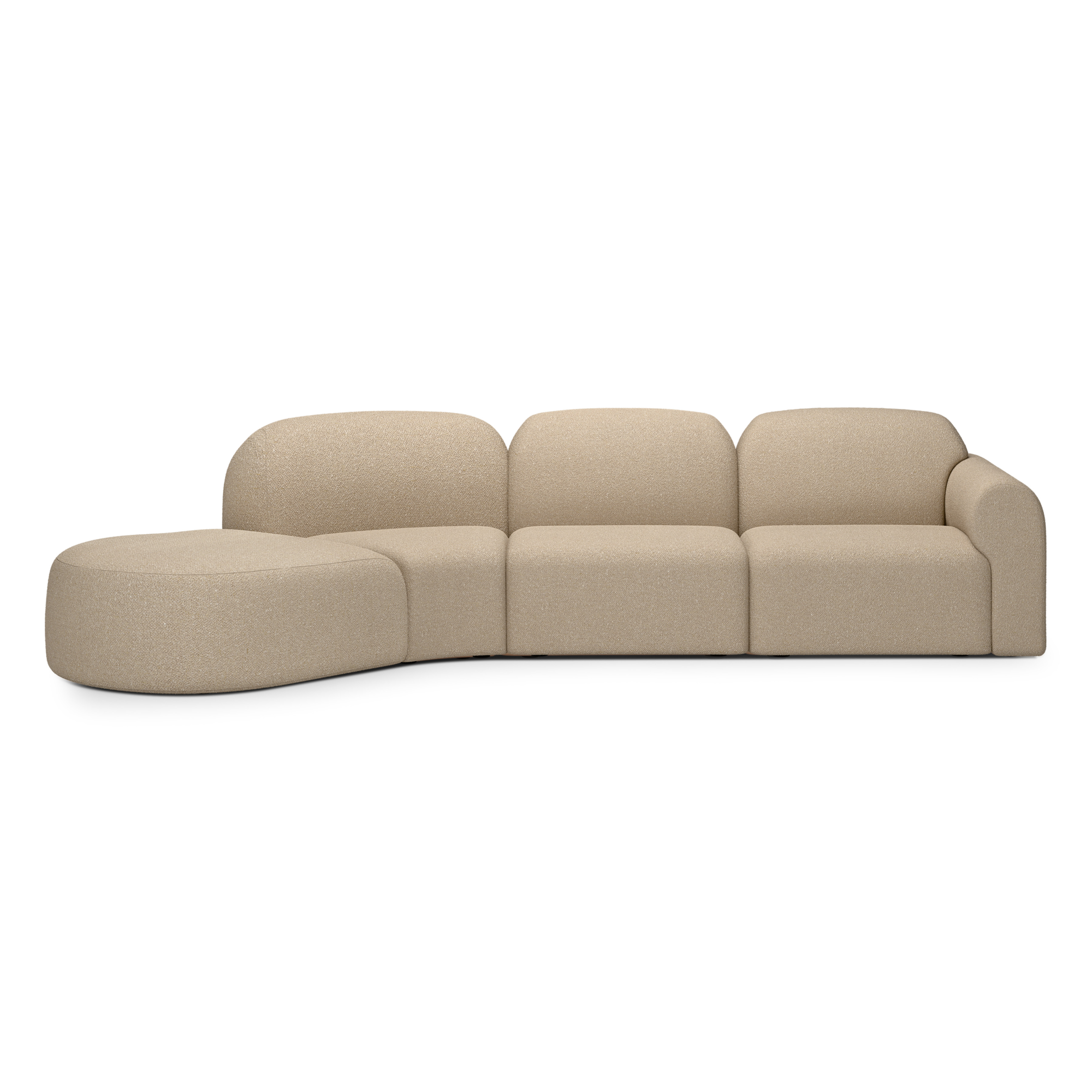 Modulaire bank Bulky links 45° hoek ronde voet almond