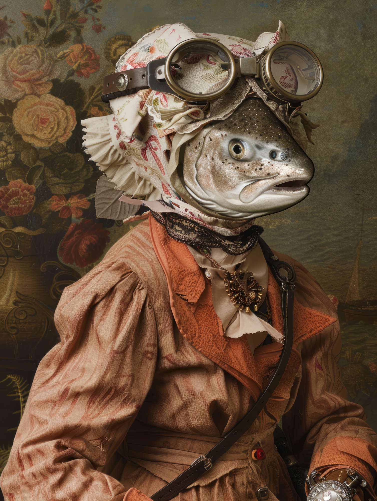 Canvas schilderij van een zalm 100x200 cm