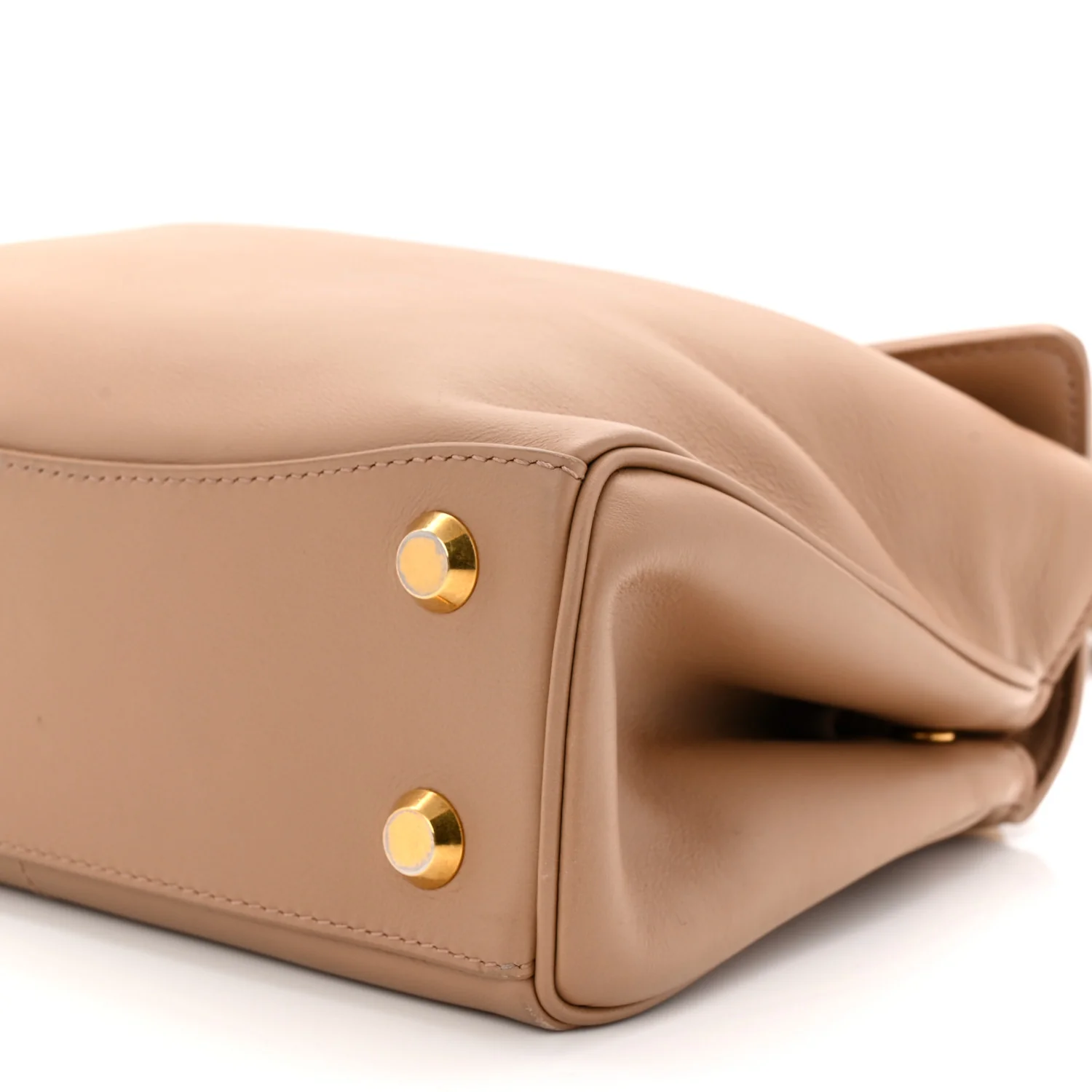 Natural Smooth Calfskin Mini Rodeo Top Handle Handbag Latte - Top Club