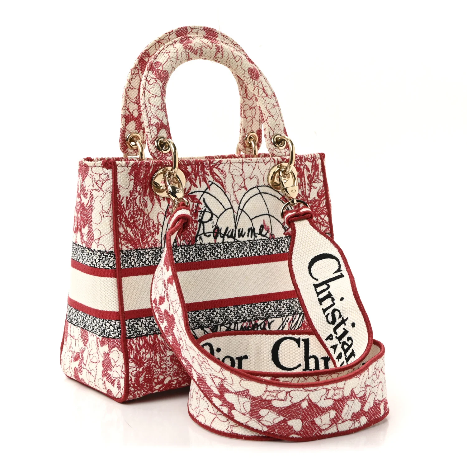 Canvas Embroidered Medium Dioramour D-Royaume Lady D-Lite Red Multicolor - Top Club