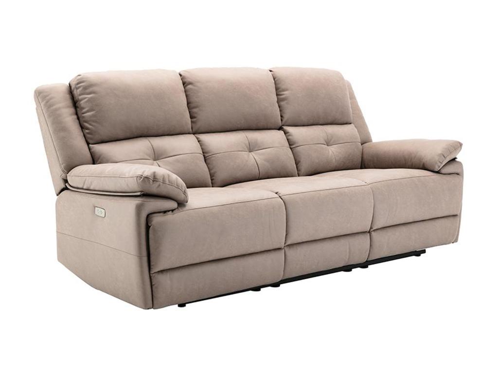 Sillón relax eléctrico de tela gris arenoso con 1 puerto