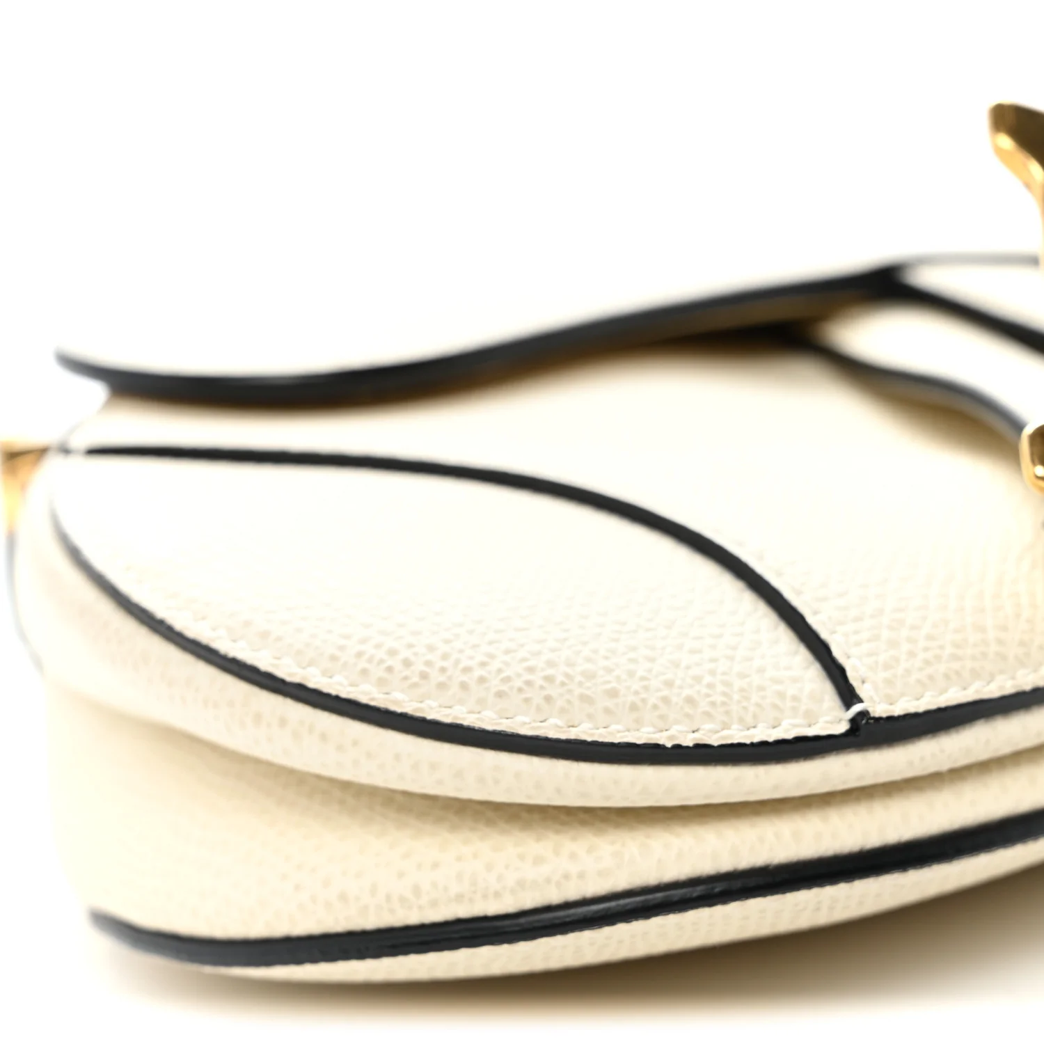 Grained Calfskin Mini Saddle Bag White - Top Club