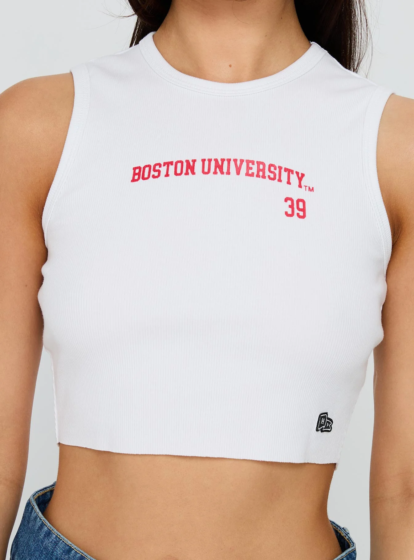 Boston University Cutoff Tank Top White