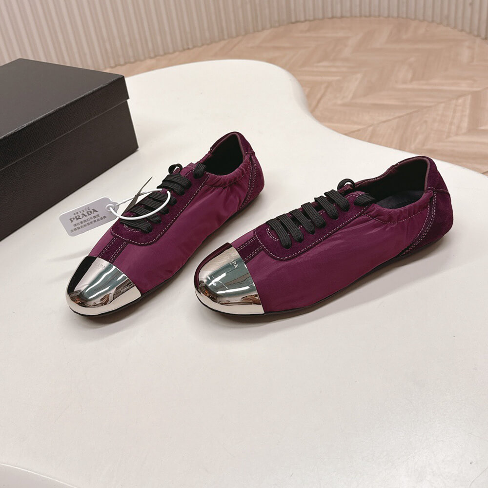 PRADA Collapse Re-Nylon and suede sneakers with metal toecap - Top Club