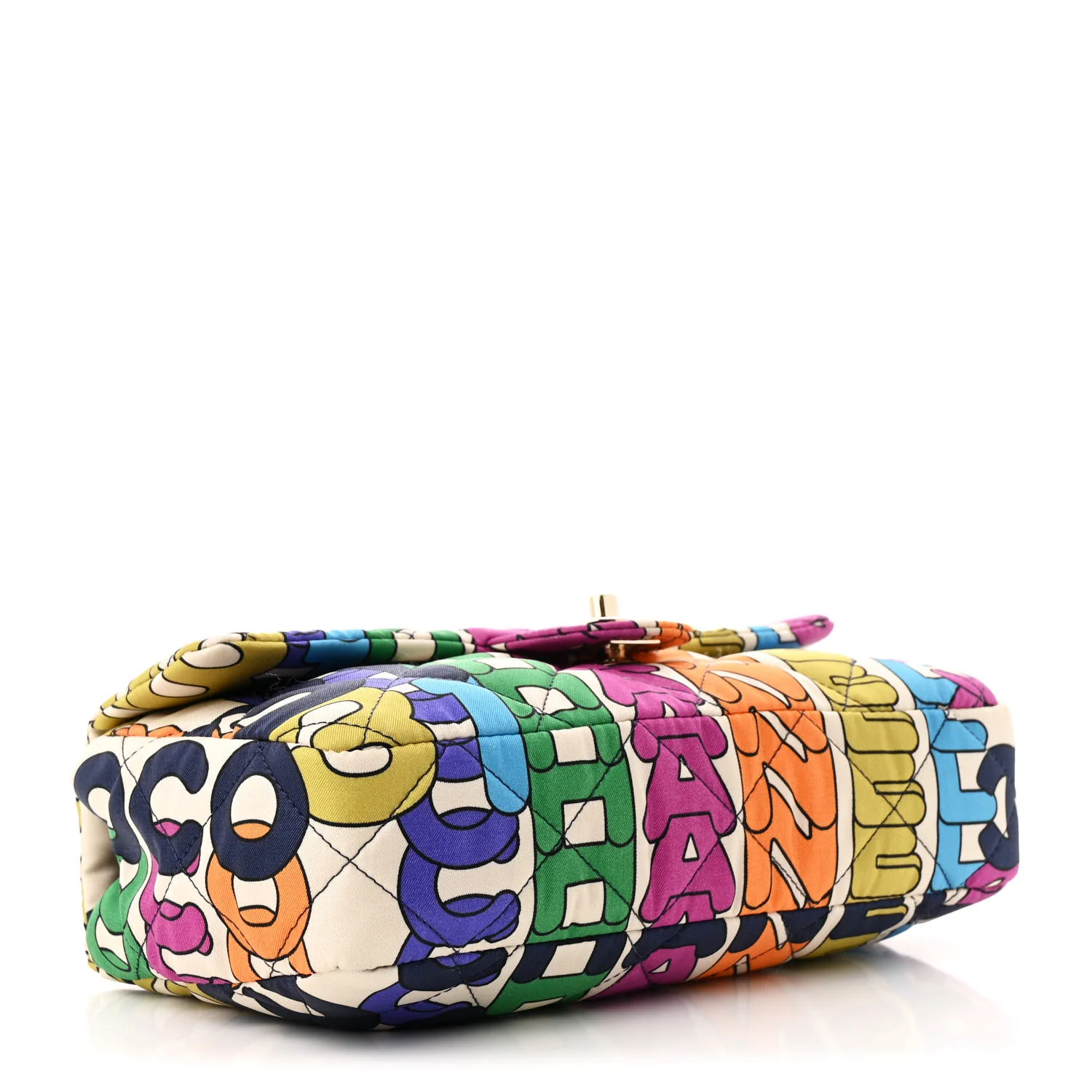 Printed Fabric Quilted Logo Single Flap Bag Multicolor - Top Club