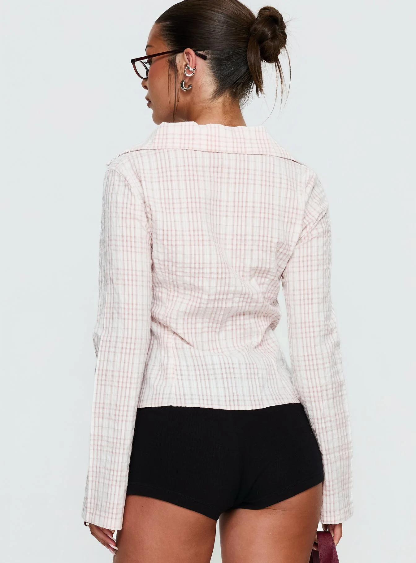 Cottesloe Long Sleeve Blouse Top Pink Check