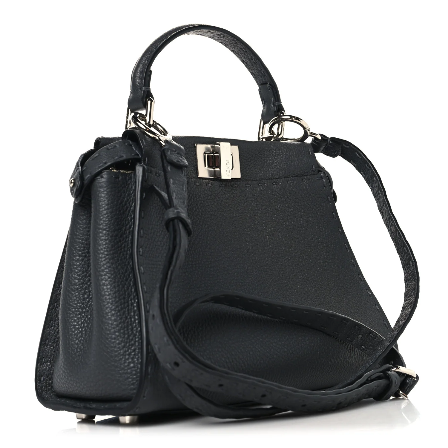 Cuoio Romano Selleria Bi-Color Mini Peekaboo Iconic Satchel Asfalto Latte - Top Club