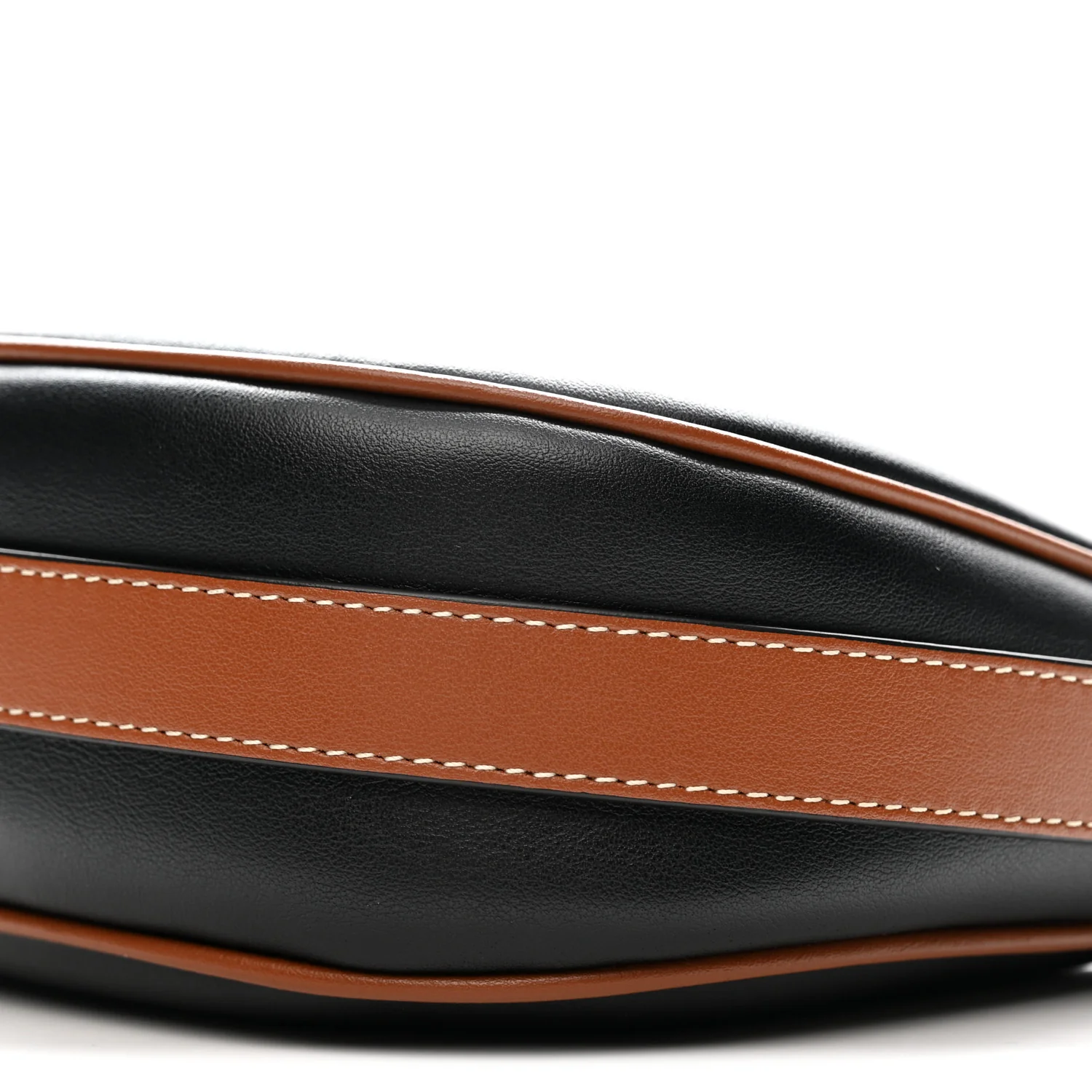 Smooth Calfskin Medium Strap Ava Shoulder Bag Black Tan - Top Club