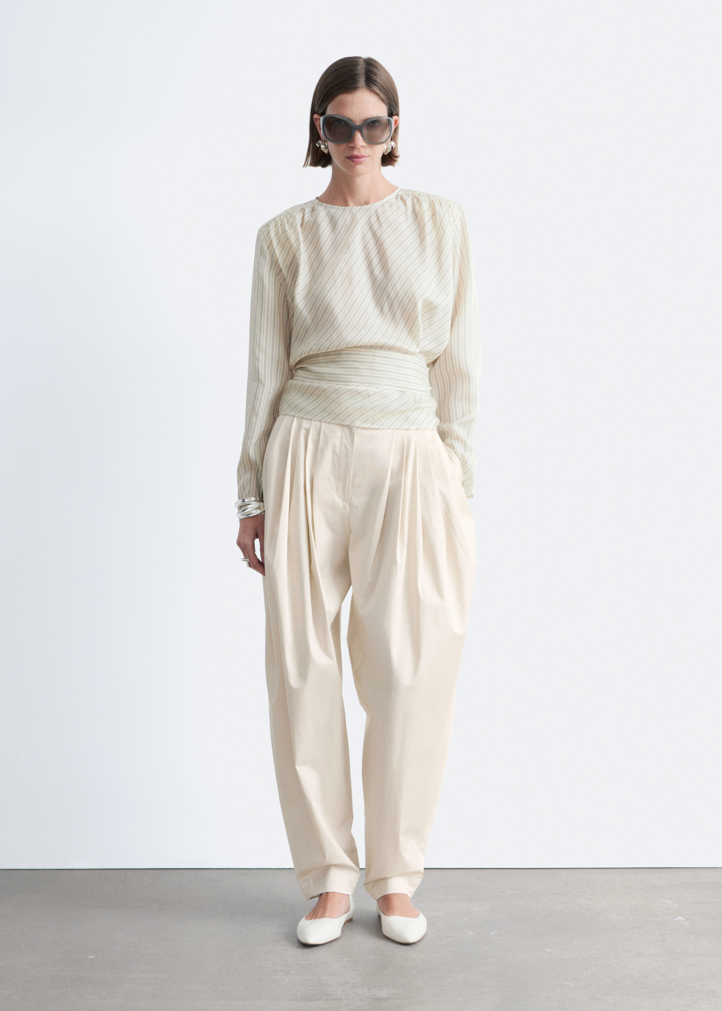 & Other Stories GATHERED TIE-BELT BLOUSE