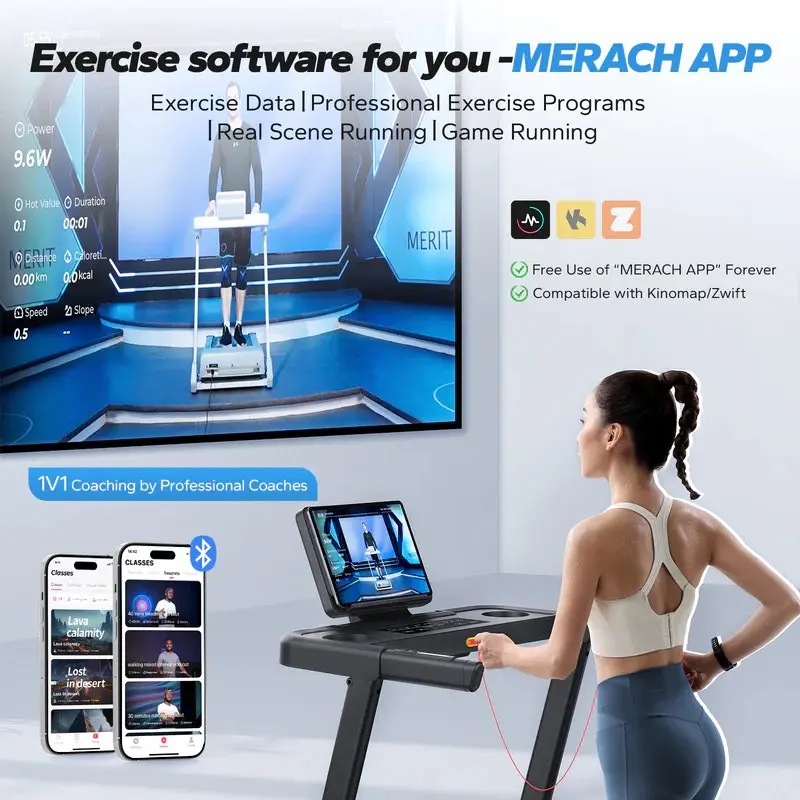 Merach T12 Foldable Walking Treadmill with 6% Manual Incline 7.5MPH Quiet Treadmills for Home with Double Deck Technology, 4 Silicone Shock Cushions, Heart Rate Monitoring 16.5