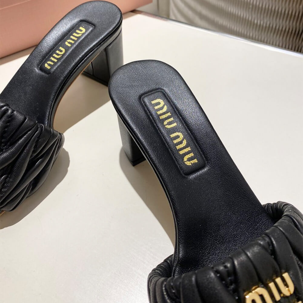 MiuMiu Matelass?? nappa leather slides - Top Club