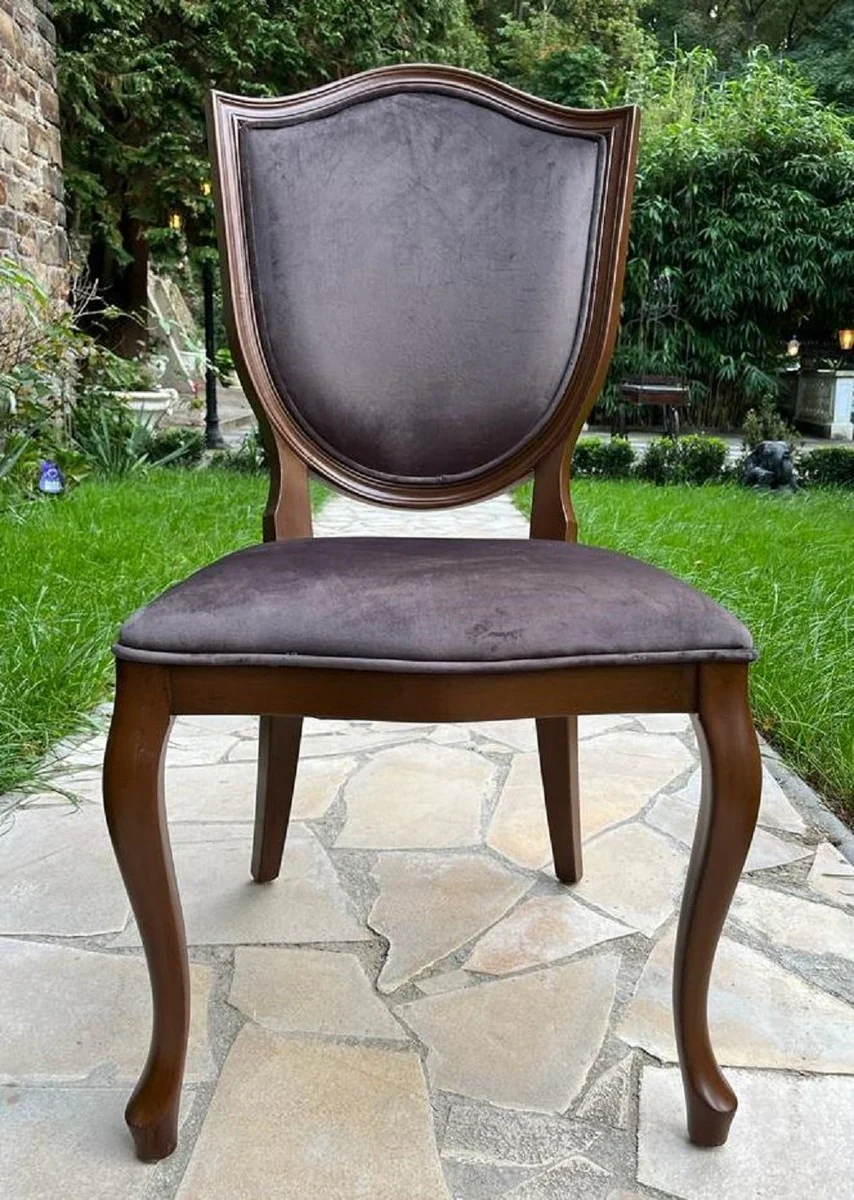 Luxury Art Deco Velvet Dining Room Chair Gray / Brown - Art Deco Solid Wood Chair - Art Deco Dining Room Furniture - Art Deco Furniture - Art Deco Furnishings - Luxury Furniture in Art Deco Style