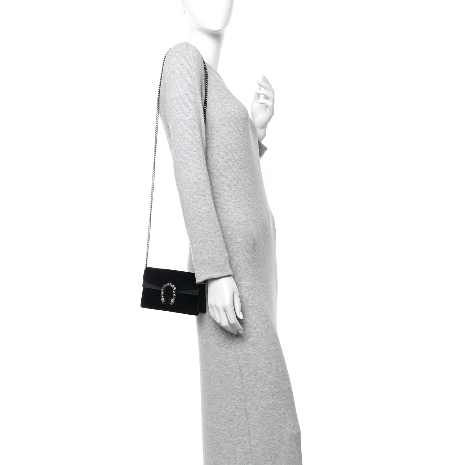 Suede Super Mini Dionysus Shoulder Bag Black - Top Club
