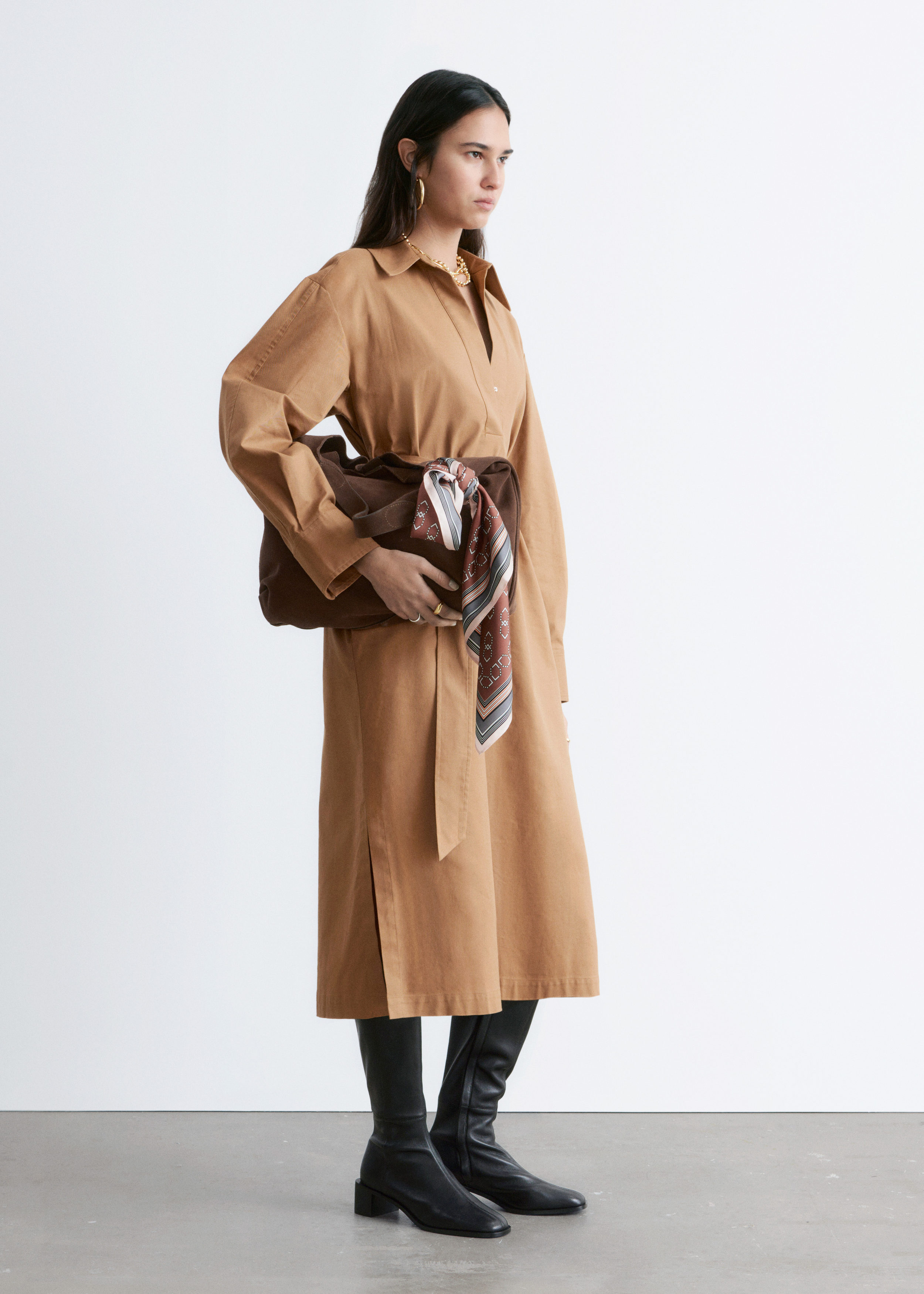 & Other Stories BELTED MIDI DRESS
