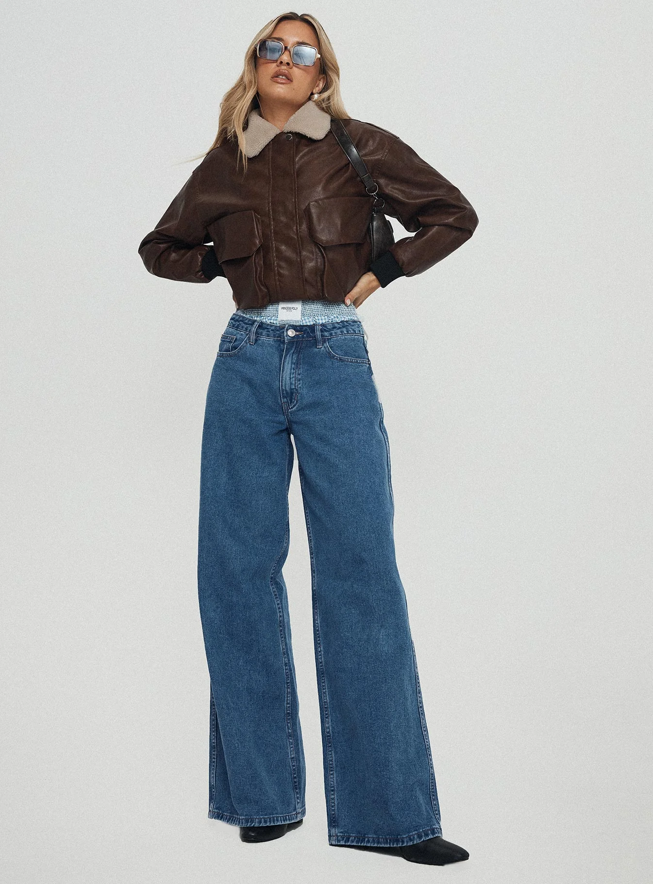 Ramos Low Rise Wide Leg Jeans Mid Blue Wash