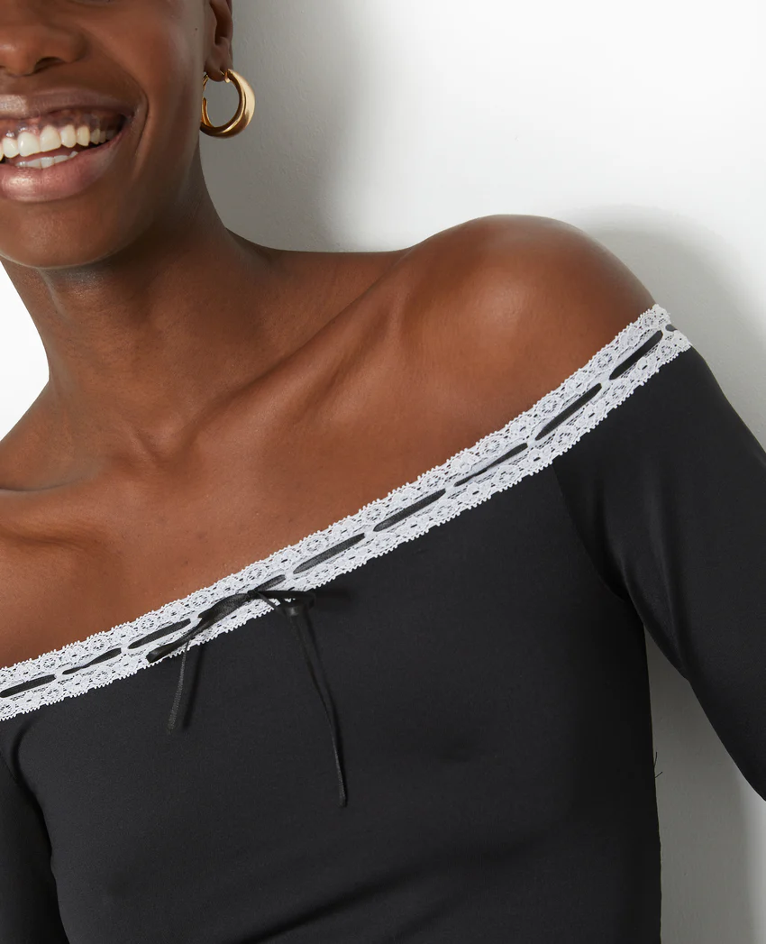 Pimkie Top encolure Bardot avec noeud contrasté