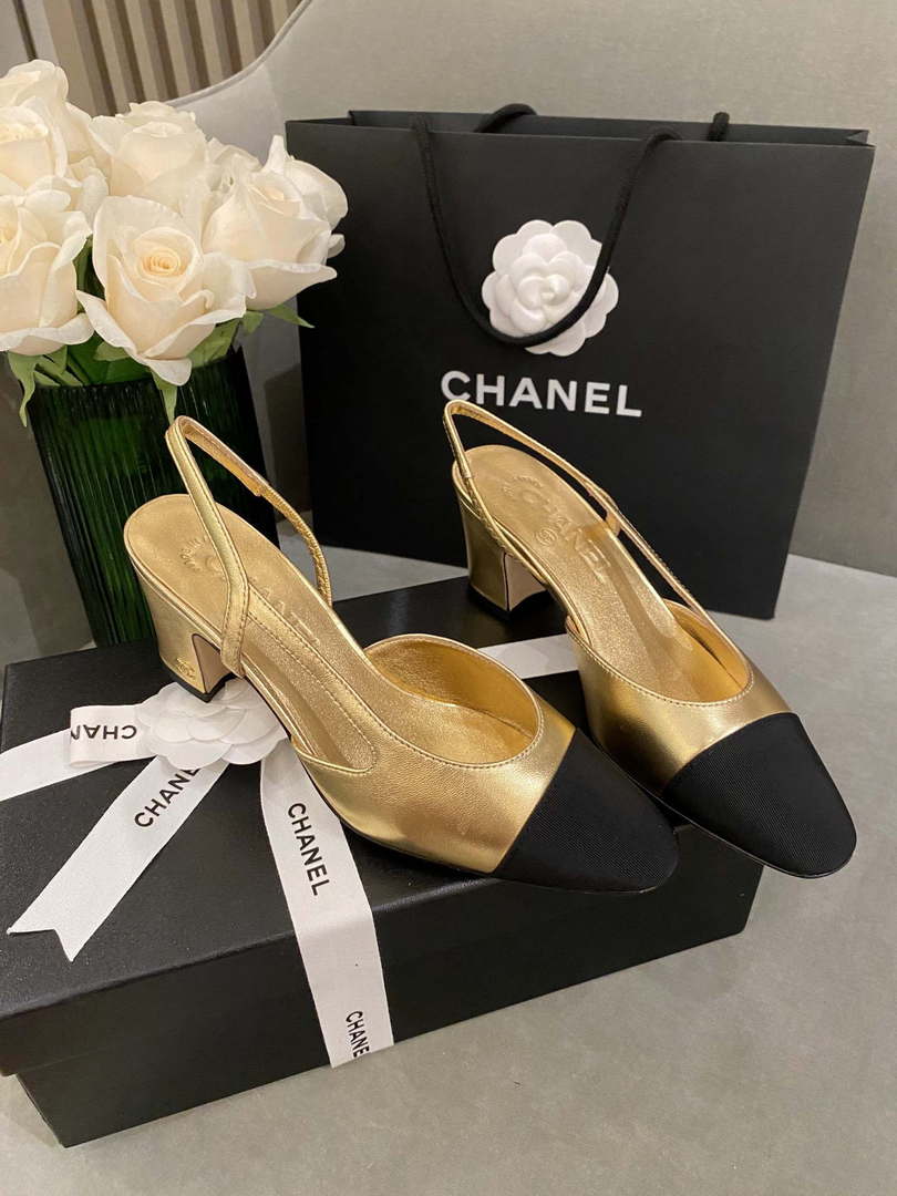 Chanel Women's G31318 Slingbacks Goatskin Grosgrain Sandals Shoes C91005 - Sneaker Replica Workshop