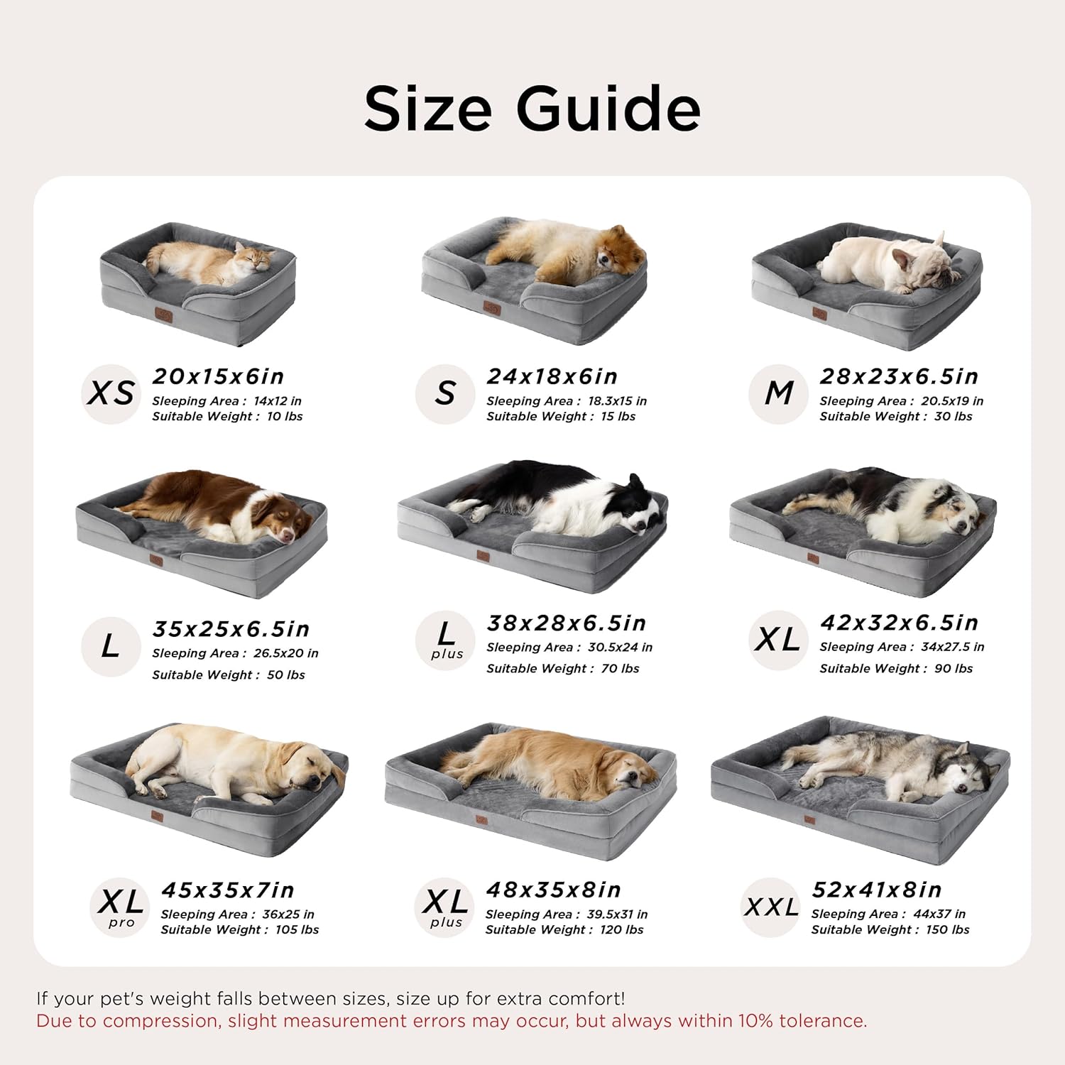Bedsure L Plus Orthopedic Dog Bed for Large Dogs - Grey