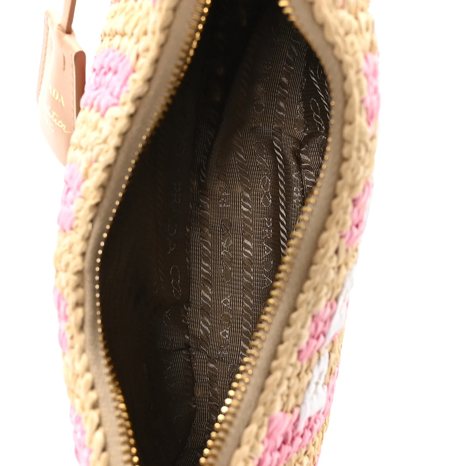 Yarn Raffia Effect Crochet Striped Re-Edition 2005 Shoulder Bag Naturale Petalo - Top Club