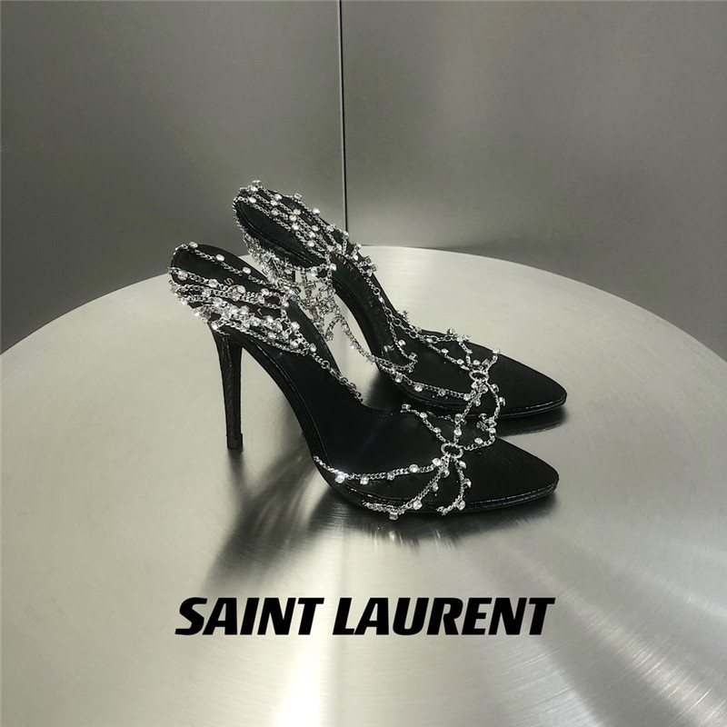 YSL metal diamond chain high heels - Sneaker Replica Workshop
