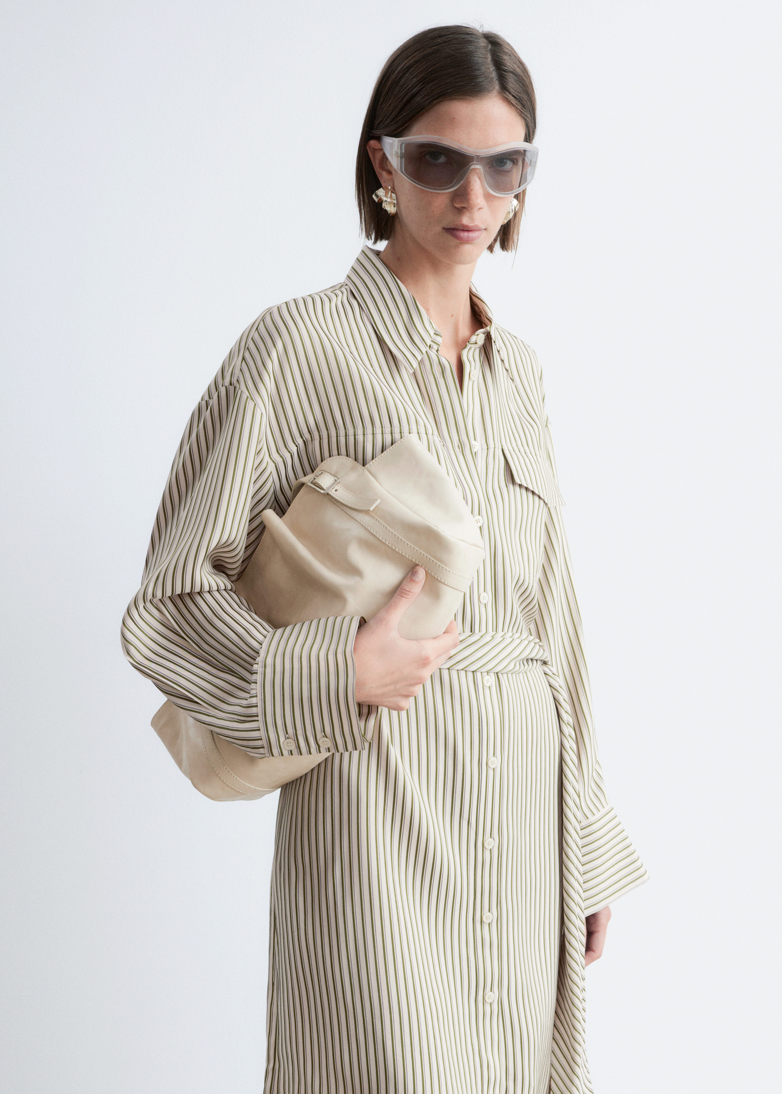 & Other Stories TIE-BELT MINI SHIRT DRESS