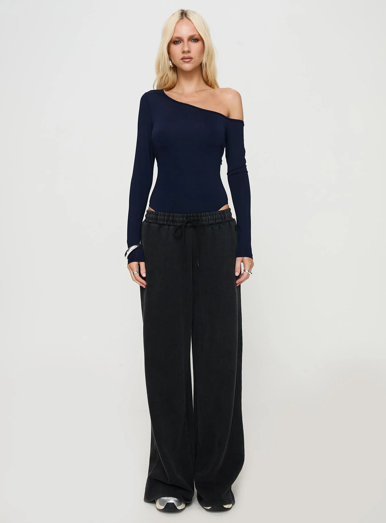 Caylum One Shoulder Bodysuit Navy