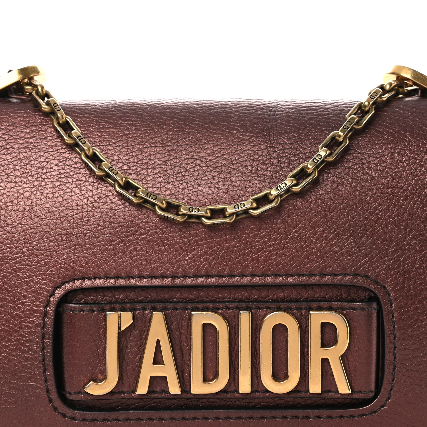 Metallic Calfskin J'Adior Chain Flap Bag Noisette - Top Club