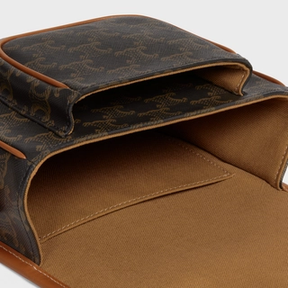 MEDIUM FOLCO BAG IN TRIOMPHE CANVAS AND CALFSKIN TAN - Top Club